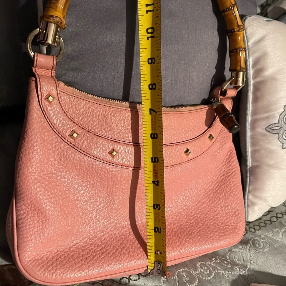 Authentic Pink Leather Gucci ANITA Handbag with Bamboo handle and bamboo zipper - Picture 9 of 17